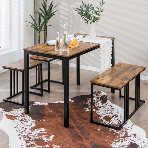 Costway 4pcs Dining Table Set Wooden Kitchen Restaurant - Bunnings ...