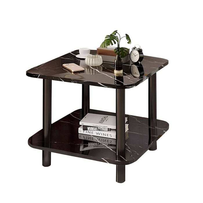 SOGA 60cm Black Ceramic Side Table