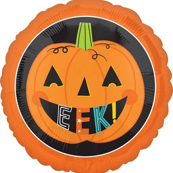 EEK Orange Pumpkin Print 45cm Round Foil Halloween Balloon