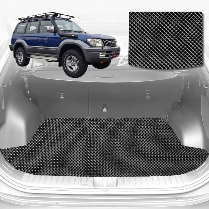 6D Diamond Car Boot Mat for Toyota Prado 90 Series1996-2003-Cargo Mat-Black-Outback GT