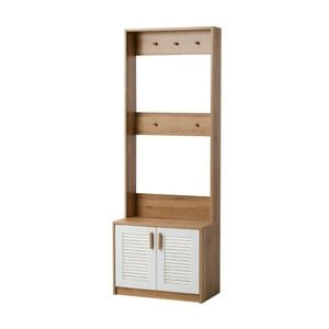 Oikiture Hall Tree Wardrobe Shelf Bench Coat Rack Entryway Storage Natural