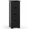 Costway 4 Drawer Wooden Floor Cabinet Free Stand Storage Anti-tip Black