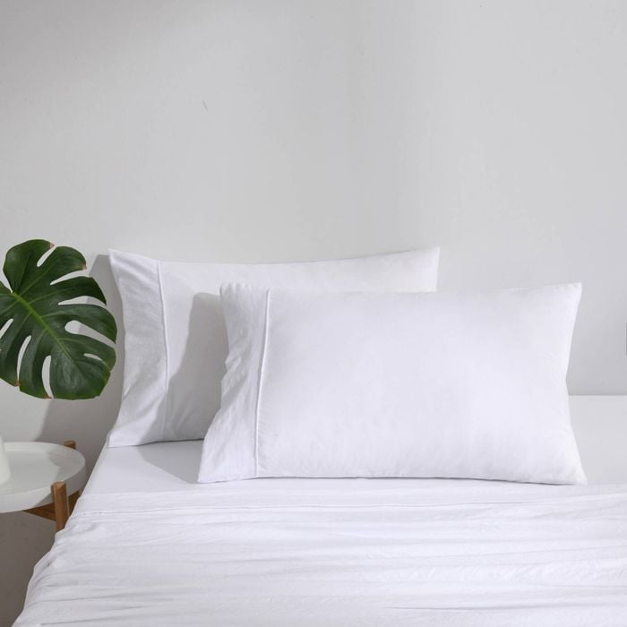 Dreamaker Superfine Washed Microfibre Standard Pillowcase Twin Pack - White