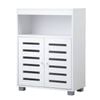 Oikiture Buffet Sideboard Shoe Storage Cabinet Slatted Doors White