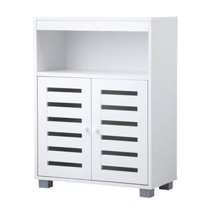 Oikiture Buffet Sideboard Shoe Storage Cabinet Slatted Doors White