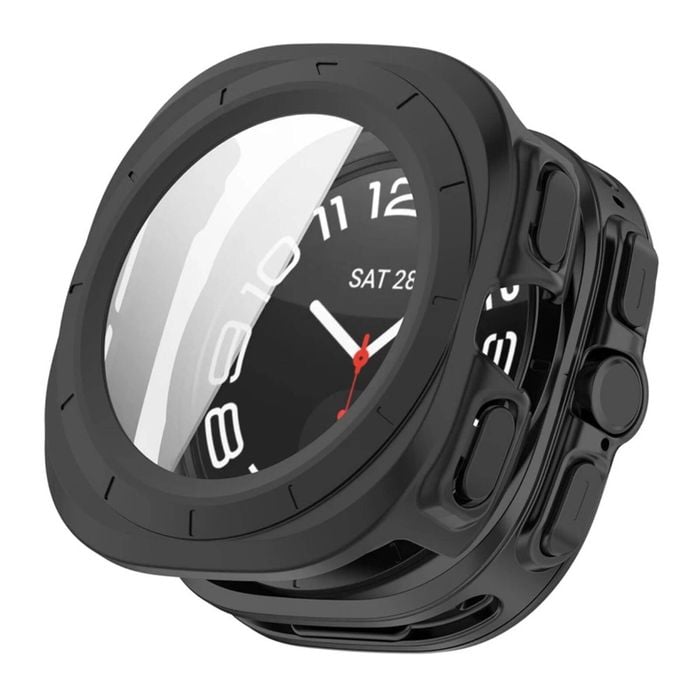 PC Full Cover Screen Glass Protector Shell Case - For Samsung Galaxy Watch 7th Ultra 47mm (Black)