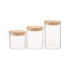 Argon Tableware 3 Piece Scandi Glass Storage Jars Set with Wooden Lids