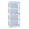 Display Cabinet 4 - Tier Shelves Storage LED Light Bookcase Stand Rack kitchen