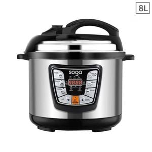SOGA 8L 1600W Stainless Steel Electric Pressure Cooker with Non-Stick Pot