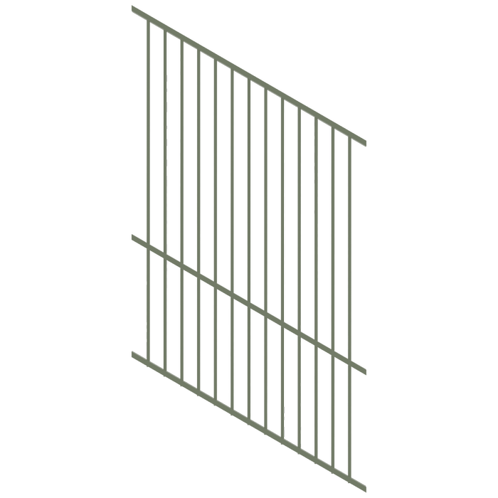ProtectorAl 1201-2400W x 1200H Pale Eucalypt Flat Top Square Picket Pool Fence Panel Raked 16-30º