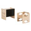 Ufurniture Toddler Table and Chair Set Wooden Kids Seat and Desk Step Stools with Blackboard Montessori Weaning Table Natural