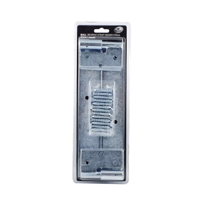 Zenith 270mm Zinc Plated Right Hand Ball Bearing Strap Hinge - 2 Pack