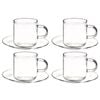 4pc Coffee Culture Odin 90ml Glass Beverage Espresso Cups & Saucers Set Clear