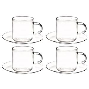 4pc Coffee Culture Odin 90ml Glass Beverage Espresso Cups & Saucers Set Clear