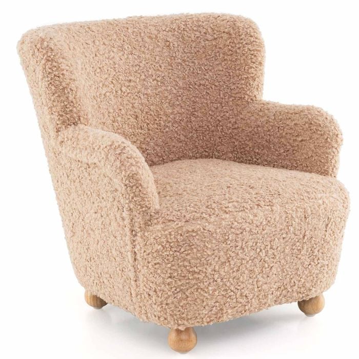 Costway Sherpa Sofa Comfy Armchair Upholstered Reading Chair Pink