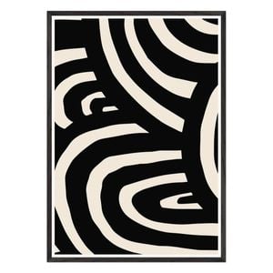 Galrie Stunning Modern Abstract Monochrome Line Art Print for Elegant Interior Home, Black Frame, A0 84 x 119cm (33 x 47inch)