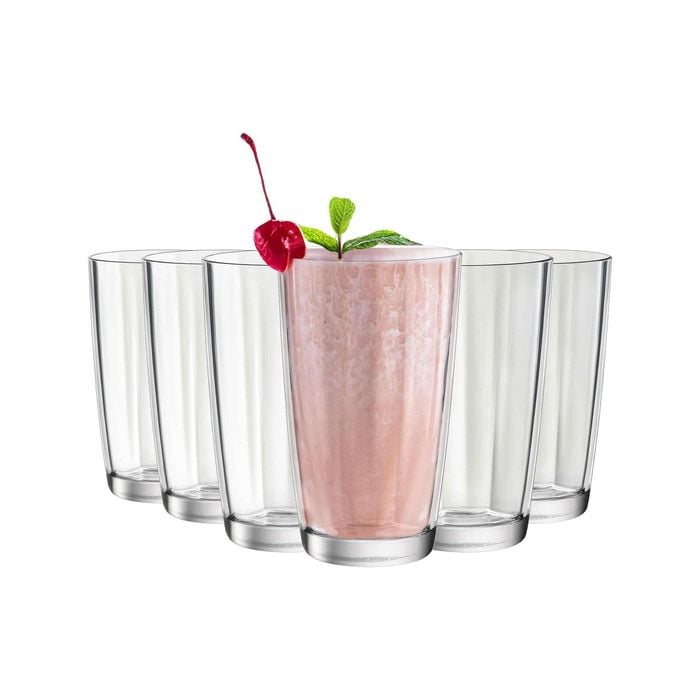 Bormioli Rocco Pulsar Ridged Highball Cocktail Glasses Set - 470ml - Pack of 6