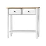 Oikiture Console Table 2 Drawers White&Wooden