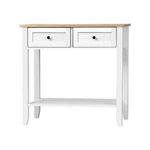 Oikiture Console Table 2 Drawers White&Wooden
