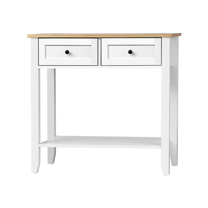 Oikiture Console Table 2 Drawers White&Wooden
