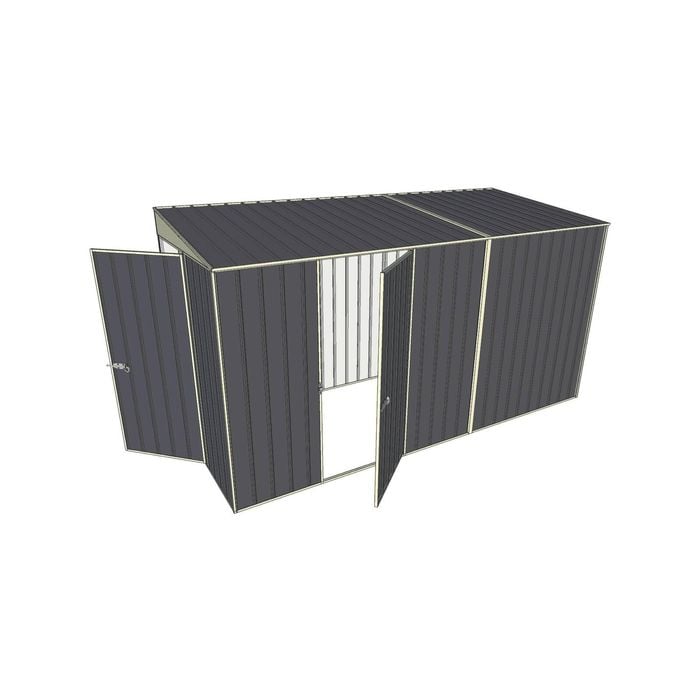 Build-a-Shed 1.5 x 3.7 x 2m Single Hinged Side Door Skillion Shed - Grey