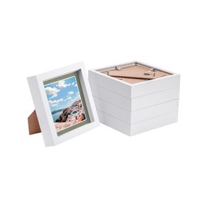 Nicola Spring 6" x 6" White 3D Box Photo Frames - 4" x 4" Mount - Pack of 5