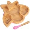 Tiny Ding Bamboo Unicorn Baby Weaning Plate & Fork Set