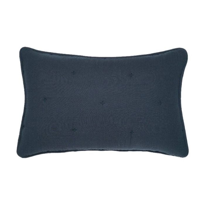 2pc Linen House Somerst Navy Blue Cotton Muslin Pillow Sham Set 50x75cm