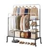 Artiss Clothes Rack Hanging Rail Wheels 2 Rod Storage Shelf