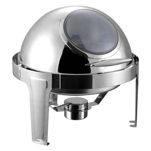 SOGA 6L Round Chafing Stainless Steel Food Warmer with Glass Roll Top