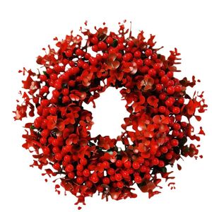 Lifebay Red Berry & Eucalyptus Christmas Wreath Door Decoration