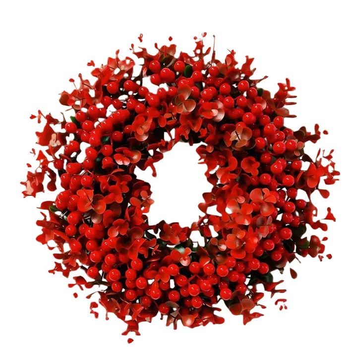Lifebay Red Berry & Eucalyptus Christmas Wreath Door Decoration