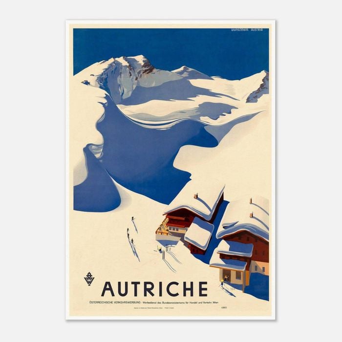 Galrie Austria Autriche Vintage Ski Poster - Retro Art from the Mid-20th Century Artwork, Poster Only, 70 x 100cm (28 x 40inch)