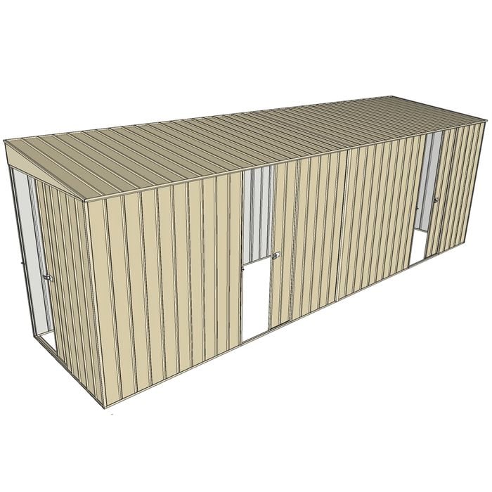 Build-a-Shed 1.5 x 6 x 2m Dual Sliding Side Door Skillion Shed - Cream