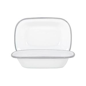 Argon Tableware White Enamel Pie Dishes - 20cm - Pack of 2