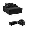 Ufurniture 146cm Oversized Chaise Lounge Chair Corduroy Upholstered Loveseat Sofa Bed Black