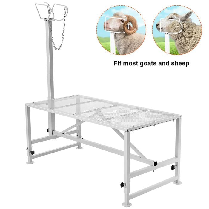 VEVOR Goat & Sheep Stand White Metal with Headpiece and Nose Loop