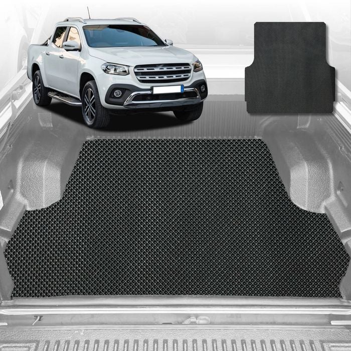 6D Diamond Ute Tub Mat for Mercedes-Benz X-Class Ute 2017-2021 (with factory plastic tub liner)-Black-Outback GT