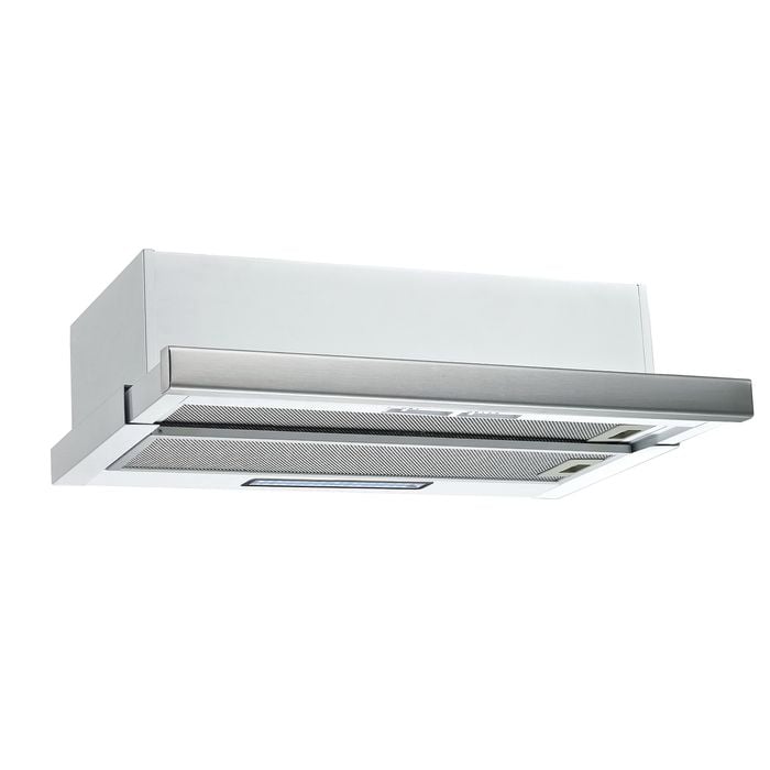 Bellini 60cm Retractable Rangehood White Finish With Stainless Steel Fascia