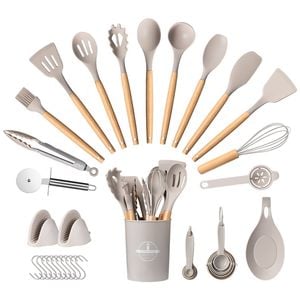 Zuni 37pcs Silicone Kitchen Utensils Set Wood Cooking Baking Cookware
