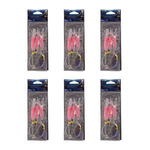 6x Wilson Rigged to Jig Rig 3 Hook Squid Style Jig Fully UV Active - Colour #1