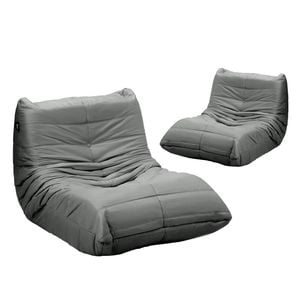 Oikiture 2X Floor Sofa Lounge caterpillar Lazy Couch Grey