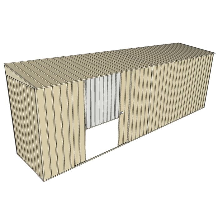 Build-A-Shed 1.2 x 6.0 x 2.0m Skillion Double Sliding Side Door Shed - Cream