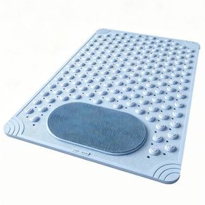 Catzon 80x120cm Square Non Slip Shower Mat With Foot Scrubber Brush-skyblue