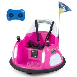 Costway Kid 12v Bumper Car Ride On Bumping Toy Electric Vehicle Pink