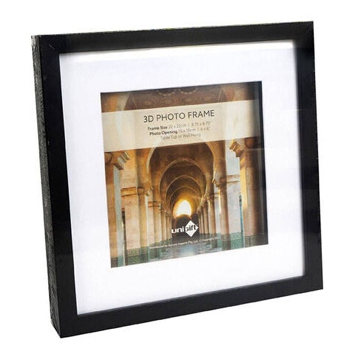 Unigift 3D Wooden/Glass Picture Photo Frame 22x22cm/15x15cm Black