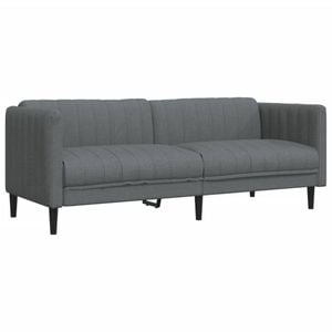 vidaXL Sofa 3-Seater Upholstered Couch Settee Living Room Dark Grey Fabric