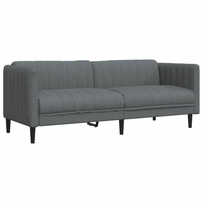 vidaXL Sofa 3-Seater Upholstered Couch Settee Living Room Dark Grey Fabric