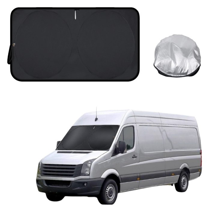 Front Windscreen Sun Shade for VolksWagen Crafter 2006 - 2017 (Typ 2E/2F) - XL 160 x 100 cm - Black
