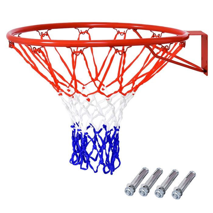 Costway Basketball Hoop Wall Mounted Basketball Ring w/Net Indoor Outdoor